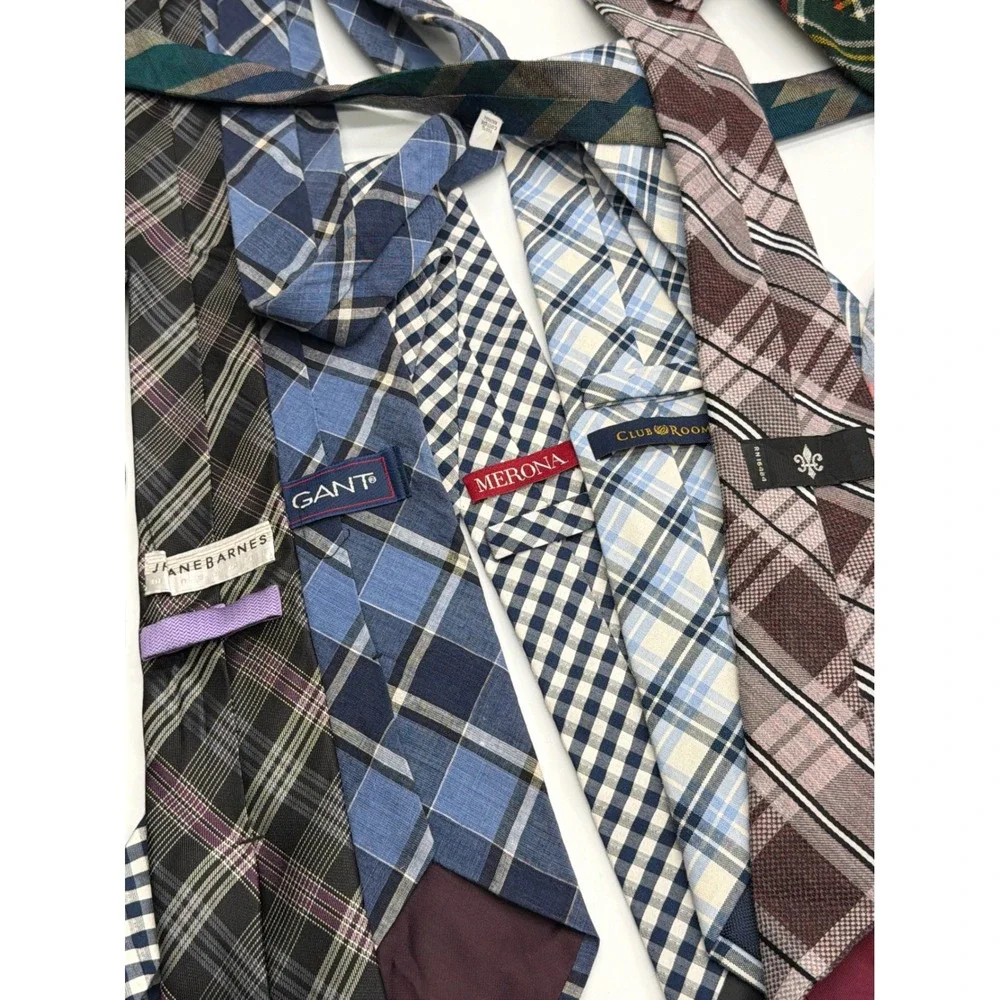 Mens Plaid Tartan Tie Lot 11pc Gant Gap Merona Club Room Gingham Striped Bundle‎